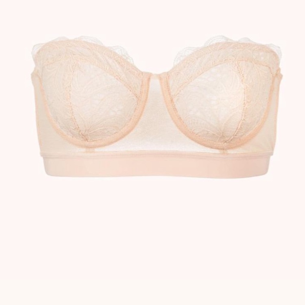 NWOT Lively Lace Strapless Bra 36D Toasted Almond